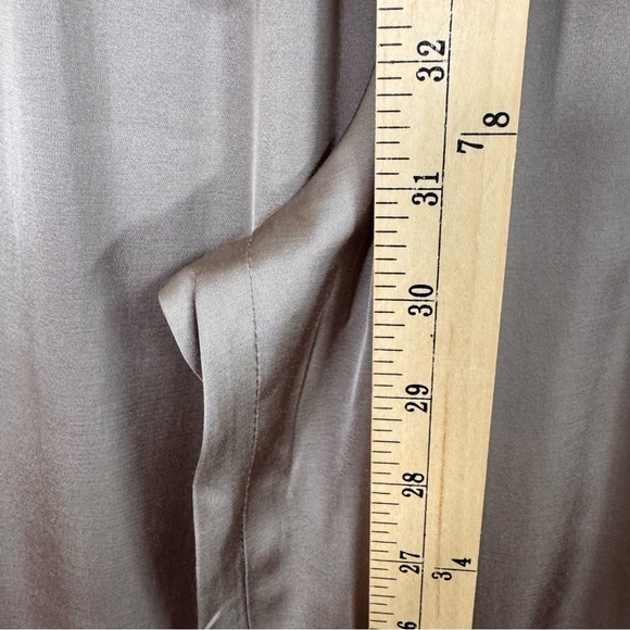 Abercrombie & Fitch Brown Tan Satin Pants Wide Leg Drawstring Sz Med LONG - Picture 5 of 12